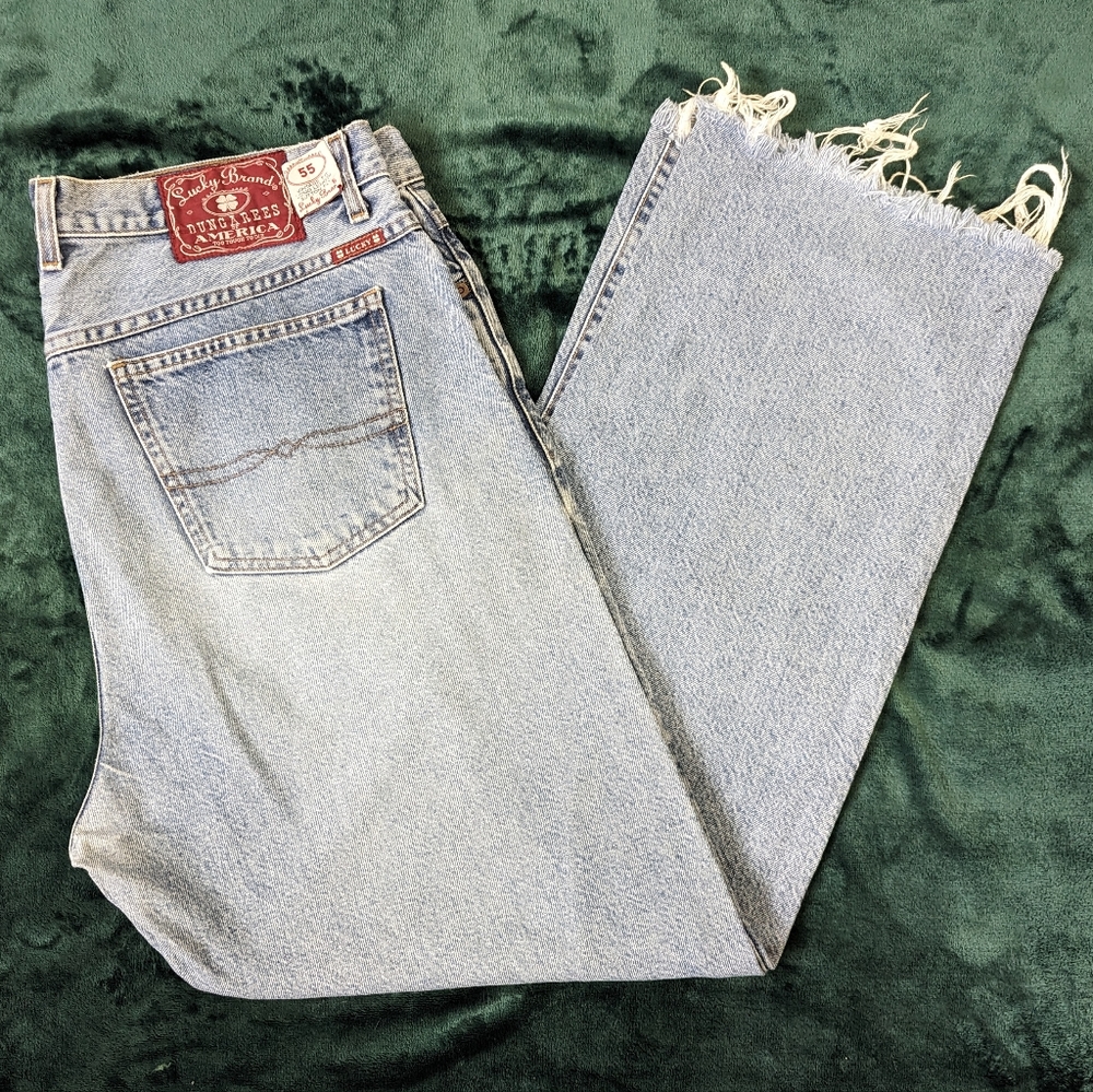Vintage Lucky Brand Jeans Men's Sz 38x31 Straight Leg Distressed Leg Holes